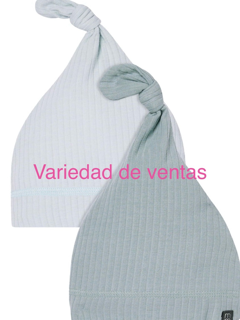 Striped Knot Baby Hat Set - Light Blue & White